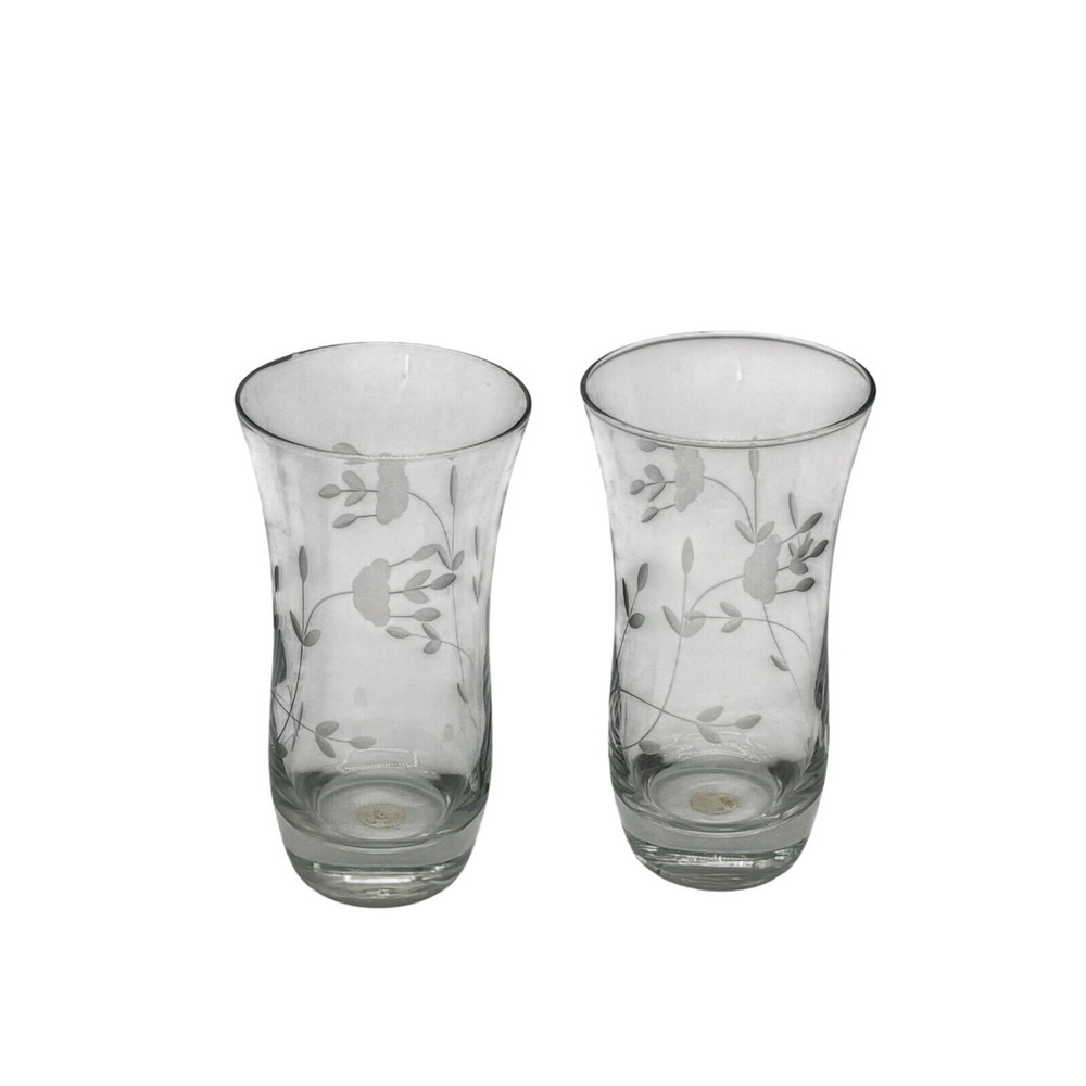 Set Of 2 Princess House Heritage Coolers 6.5" Etched Crystal Glasses USA 6224
